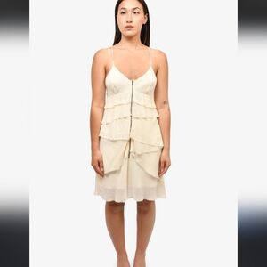 232- Wilfred 100% Silk Elegant Cream Layered‎ Dress
